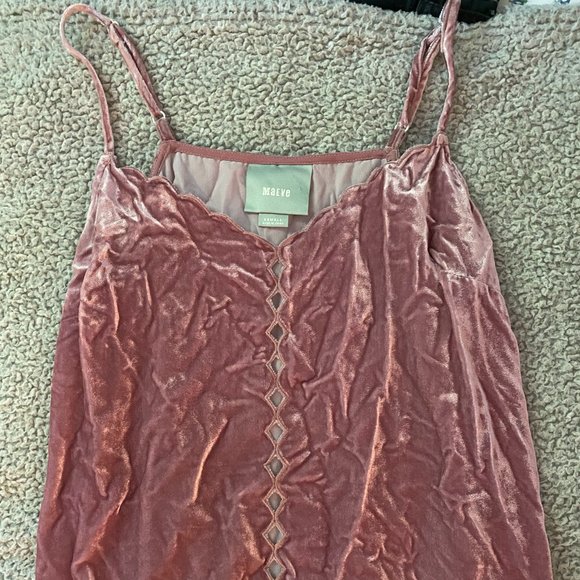Anthropologie Tops - Maeve Pink Velvet Tank Top